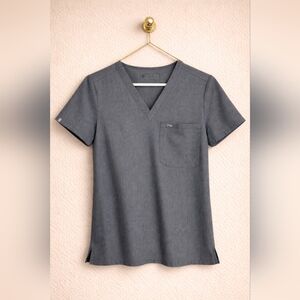 Figs Gray V-Neck Scrub Top
